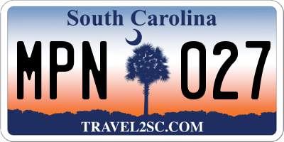 SC license plate MPN027