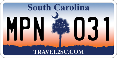 SC license plate MPN031
