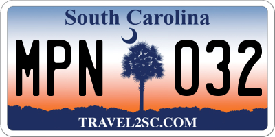 SC license plate MPN032