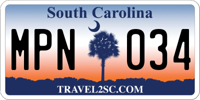 SC license plate MPN034