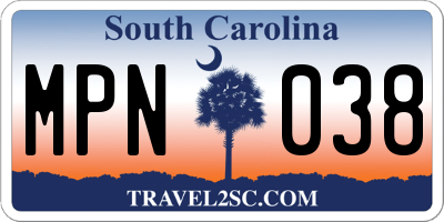 SC license plate MPN038
