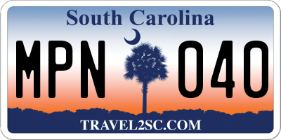 SC license plate MPN040