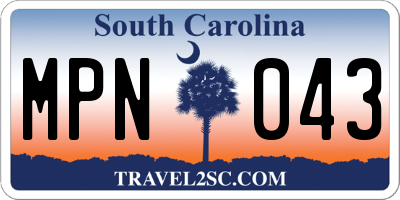 SC license plate MPN043