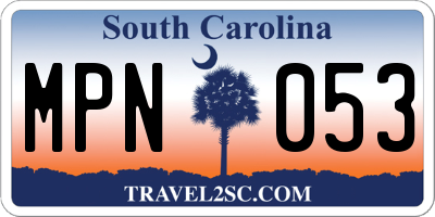 SC license plate MPN053