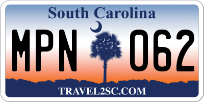 SC license plate MPN062