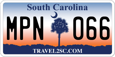SC license plate MPN066