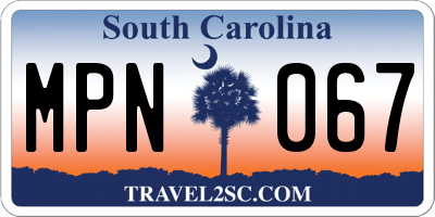 SC license plate MPN067