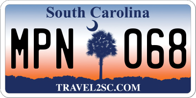SC license plate MPN068