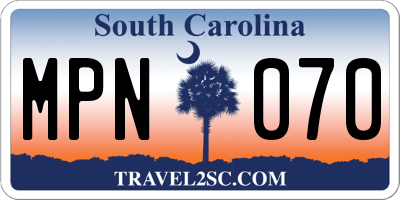 SC license plate MPN070