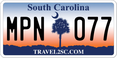 SC license plate MPN077