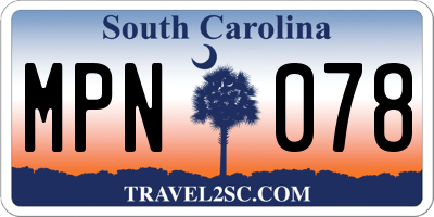 SC license plate MPN078