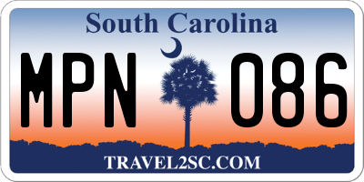 SC license plate MPN086