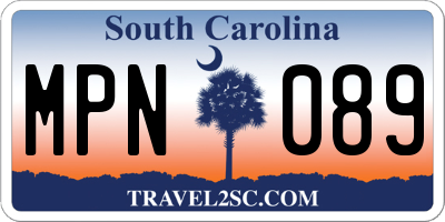 SC license plate MPN089