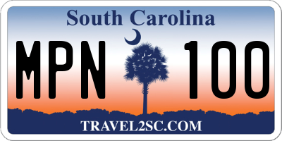 SC license plate MPN100