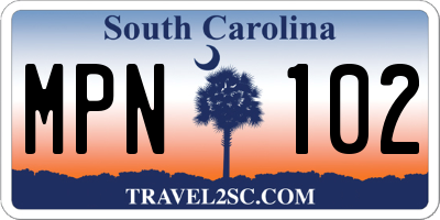 SC license plate MPN102
