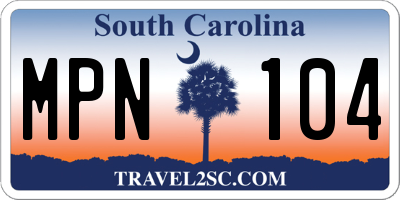 SC license plate MPN104