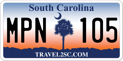 SC license plate MPN105