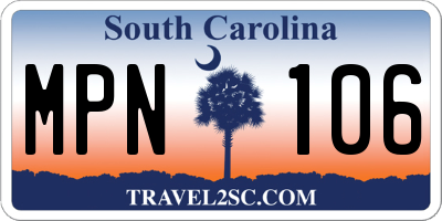 SC license plate MPN106