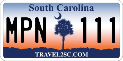 SC license plate MPN111