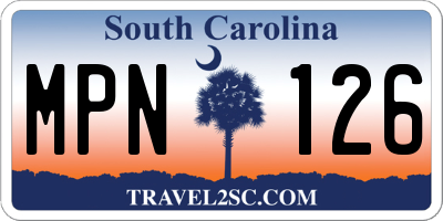 SC license plate MPN126