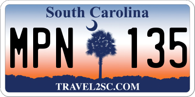 SC license plate MPN135