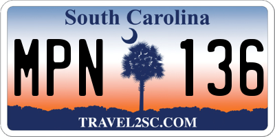 SC license plate MPN136
