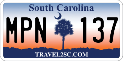 SC license plate MPN137