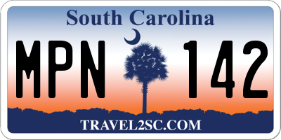SC license plate MPN142