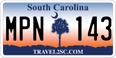 SC license plate MPN143