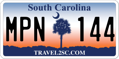 SC license plate MPN144