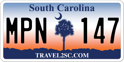 SC license plate MPN147
