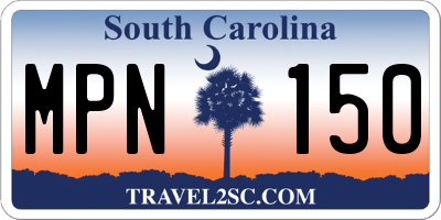 SC license plate MPN150