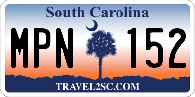 SC license plate MPN152