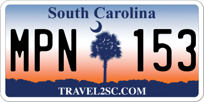 SC license plate MPN153