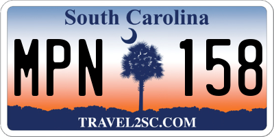 SC license plate MPN158