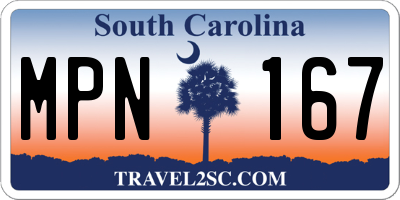 SC license plate MPN167