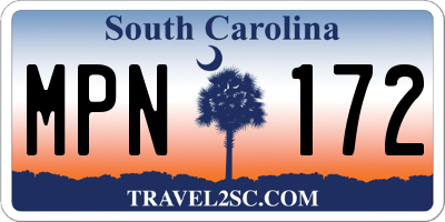 SC license plate MPN172