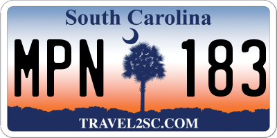 SC license plate MPN183