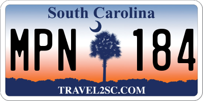 SC license plate MPN184