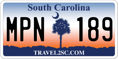 SC license plate MPN189
