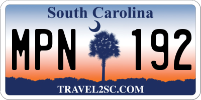 SC license plate MPN192