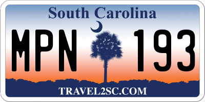 SC license plate MPN193