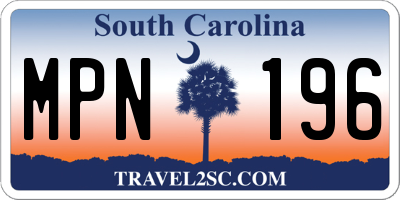 SC license plate MPN196