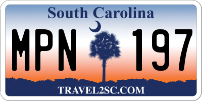SC license plate MPN197