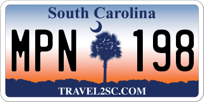 SC license plate MPN198