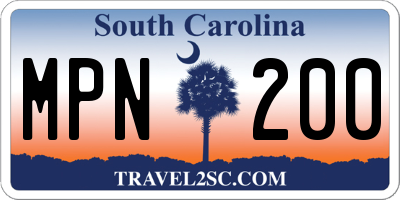 SC license plate MPN200