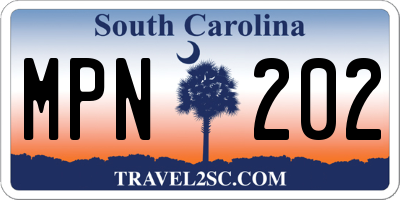SC license plate MPN202