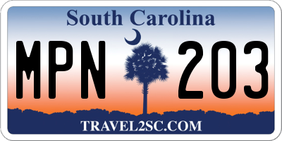 SC license plate MPN203