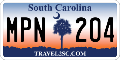 SC license plate MPN204