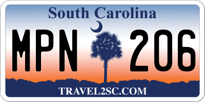SC license plate MPN206